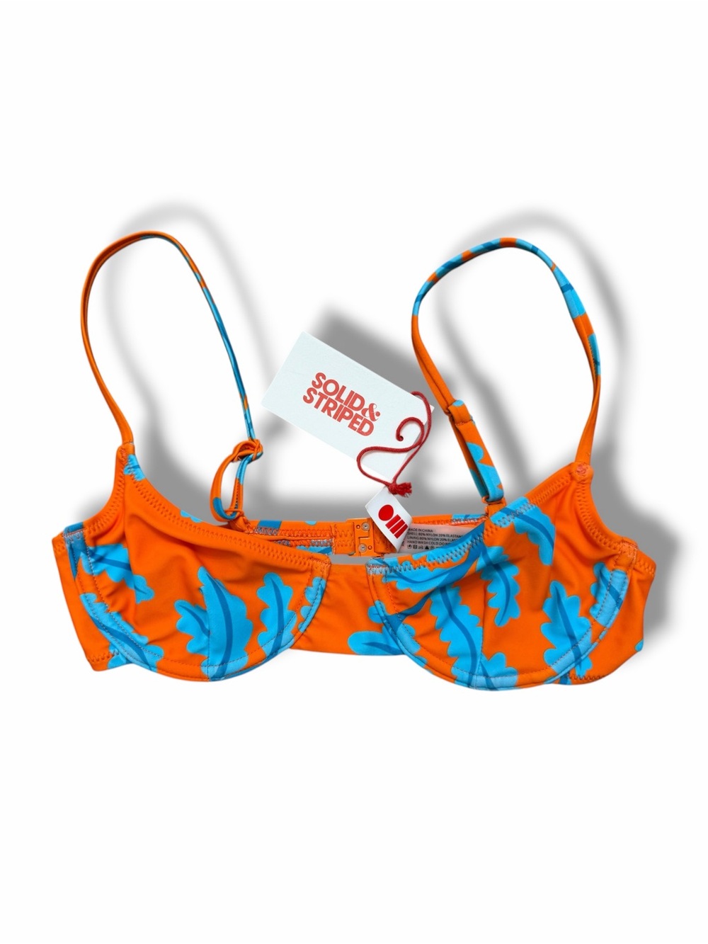 Solid & Striped The Ginger Bikini Top Leaf Motif NWT